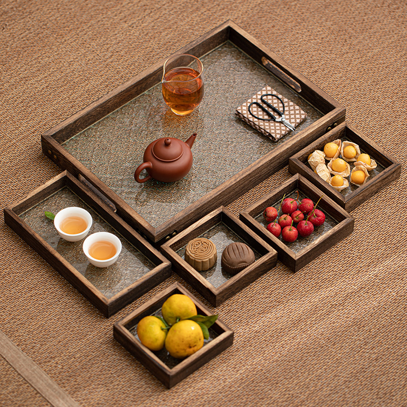 Tavă compartimentată pentru fructe din bambus, pentru masă de ceai — stil retro, lux discret retro, calitate primă