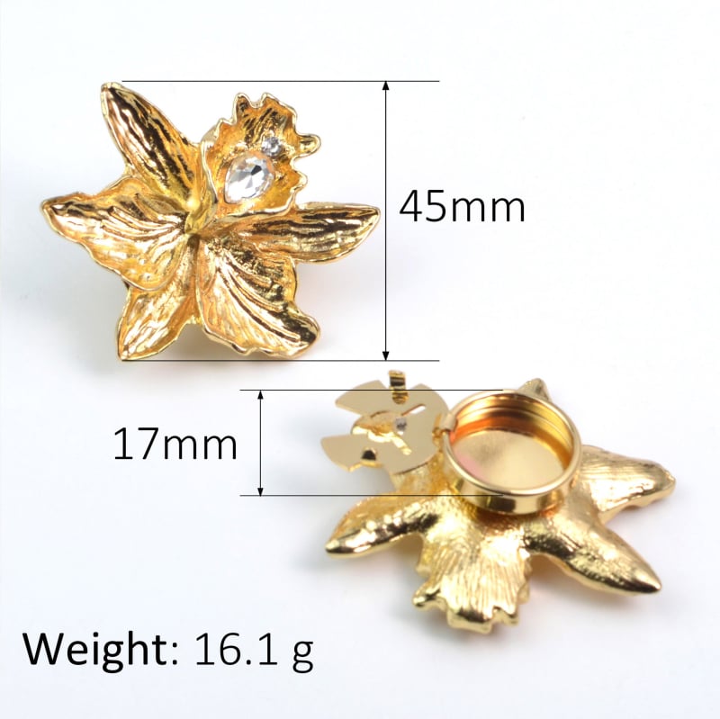 Buton de manșetă – aliaj, formă de floare, diamante încrustate, stil fashion OL, BC193