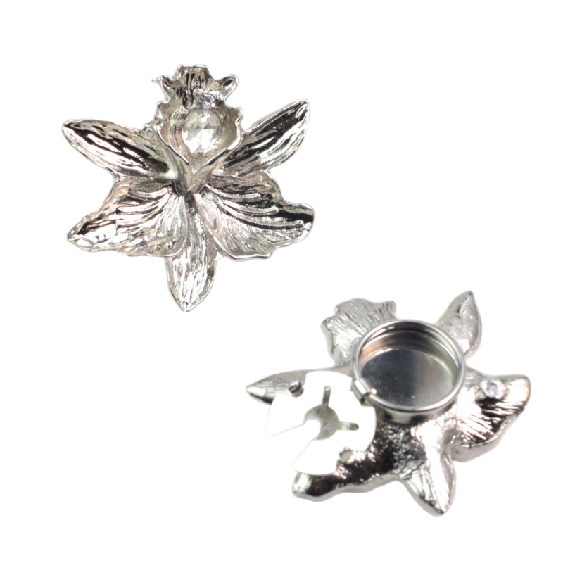 Buton de manșetă – aliaj, formă de floare, diamante încrustate, stil fashion OL, BC193