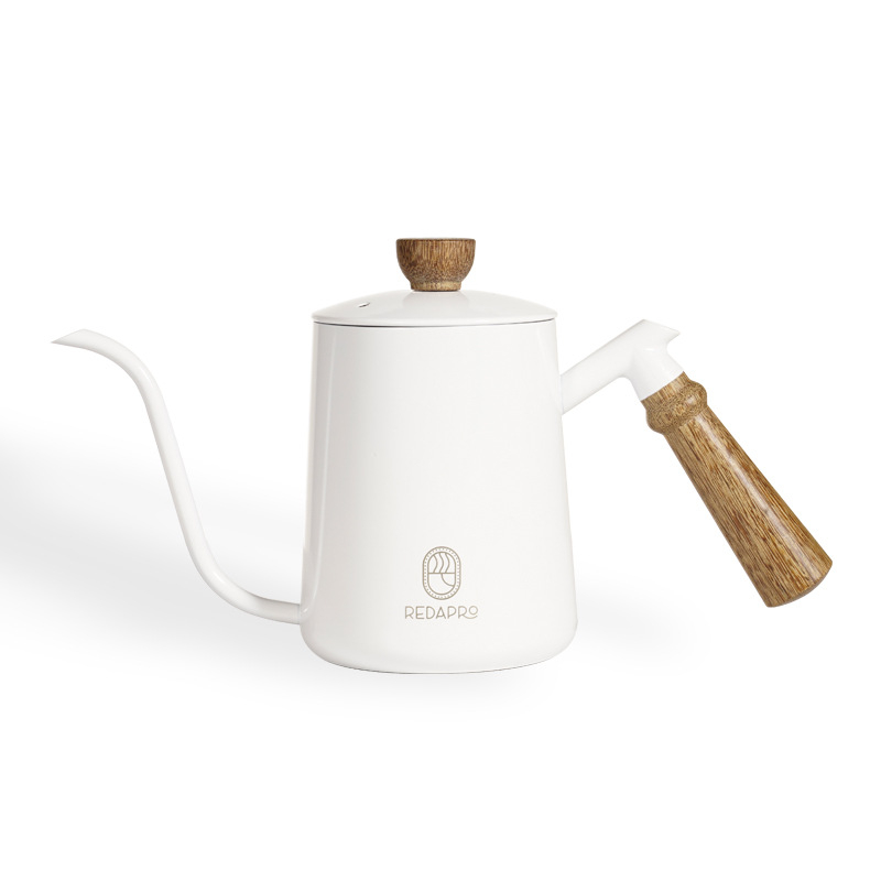 Χειροκίνητος καφετιέρα pour-over με λεπτό στόμιο τύπου gooseneck και ξύλινο χερούλι σε σχήμα φτερού κοτόπουλου, ανοξείδωτο ατσάλι, 600 ml, ελαφρώς πολυτελές στυλ