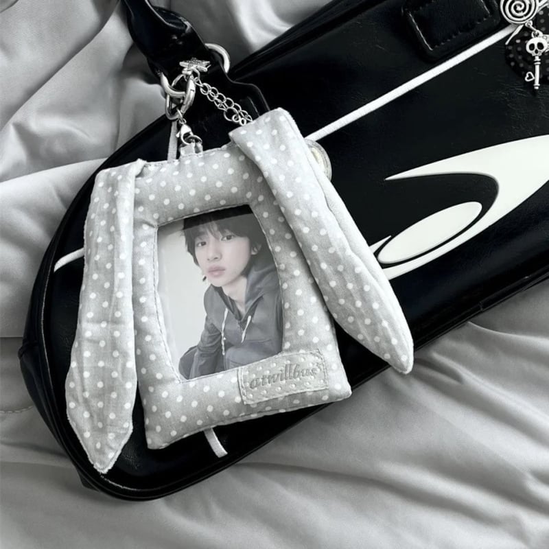 Korejski stil držača kartica s ušima zeca i točkicama, sladak album privjesak