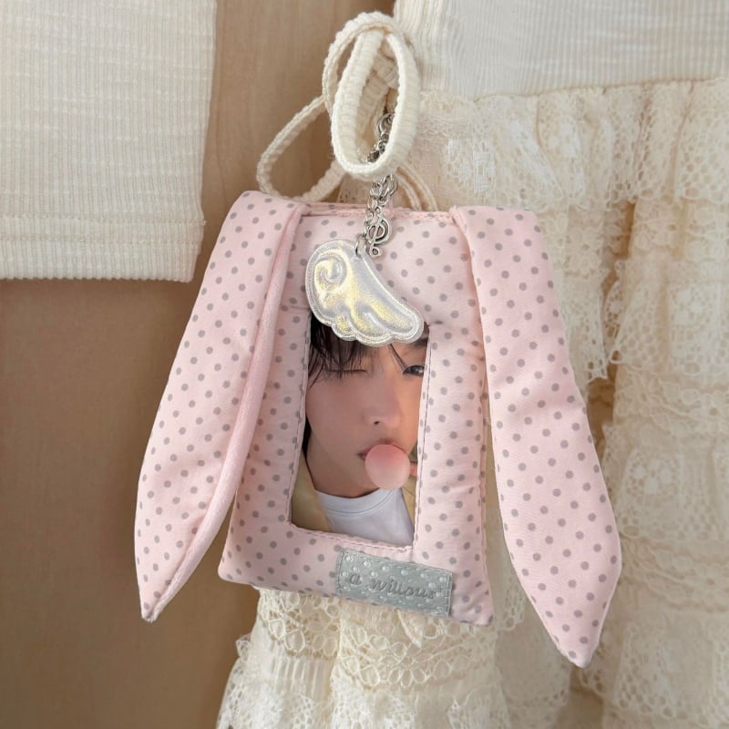 Korejski stil držača kartica s ušima zeca i točkicama, sladak album privjesak