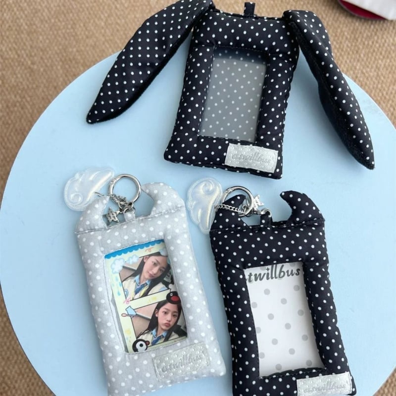 Korejski stil držača kartica s ušima zeca i točkicama, sladak album privjesak