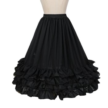 Lolita пола със средна дължина, рибена кост (бондинг) и набрани ръбове, подплата, bustle стил с три пръстена от стомана, двупластов плат, регулируема