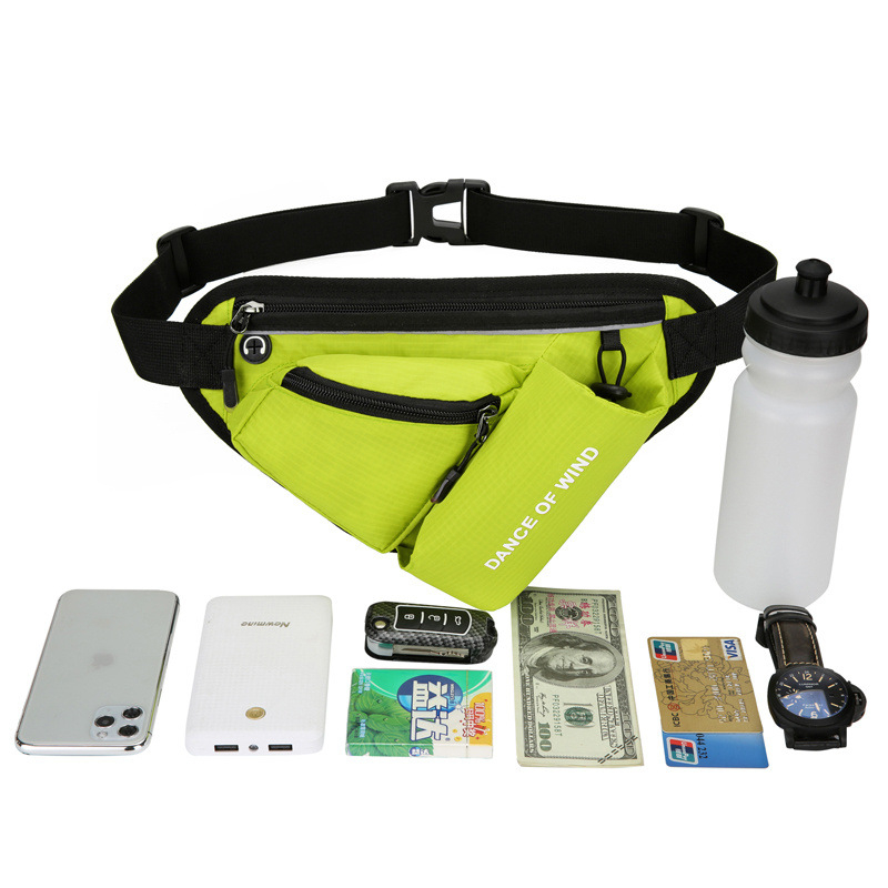 Uniszex kültéri derékpántos sporttáska vízpalacktartóval (Nylon; lélegző; ultra könnyű; lopás elleni védelem)