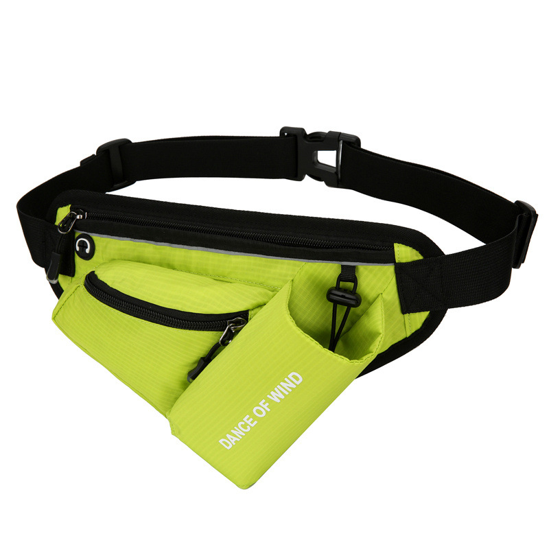 Uniszex kültéri derékpántos sporttáska vízpalacktartóval (Nylon; lélegző; ultra könnyű; lopás elleni védelem)