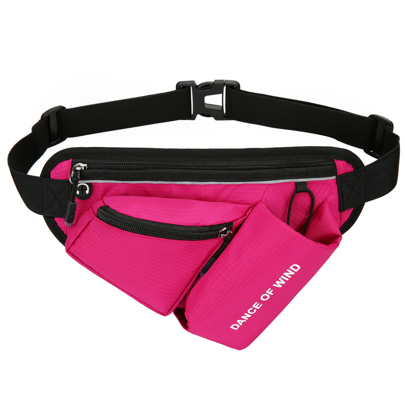 Uniszex kültéri derékpántos sporttáska vízpalacktartóval (Nylon; lélegző; ultra könnyű; lopás elleni védelem)