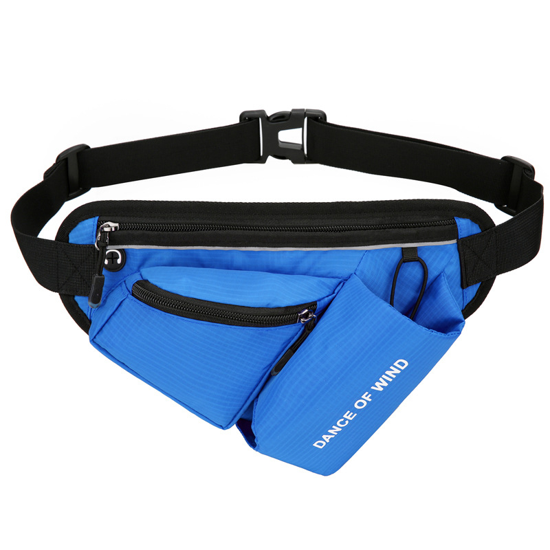 Uniszex kültéri derékpántos sporttáska vízpalacktartóval (Nylon; lélegző; ultra könnyű; lopás elleni védelem)