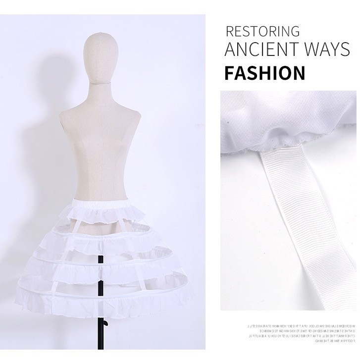 Fustă Lolita cu patru volane; stil Bustle: trei inele din oțel; fir dublu; Brand Wu aini; pentru adulți; lansare primăvara 2022