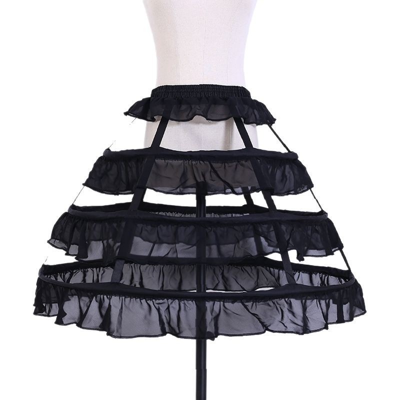 Fustă Lolita cu patru volane; stil Bustle: trei inele din oțel; fir dublu; Brand Wu aini; pentru adulți; lansare primăvara 2022