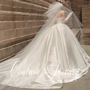 Váll nélküli esküvői ruha, hercegnői sziluett, hosszú szoknya, középső derék, poliészter keverék