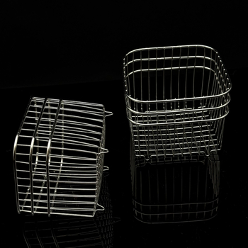 Coș de depozitare din oțel inoxidabil, pătrat, cu drenaj, pentru fructe și produse cosmetice – multifuncțional, stil modern simplu