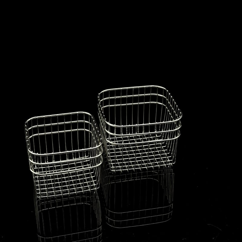 Coș de depozitare din oțel inoxidabil, pătrat, cu drenaj, pentru fructe și produse cosmetice – multifuncțional, stil modern simplu