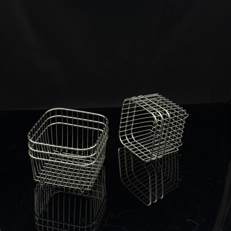 Coș de depozitare din oțel inoxidabil, pătrat, cu drenaj, pentru fructe și produse cosmetice – multifuncțional, stil modern simplu