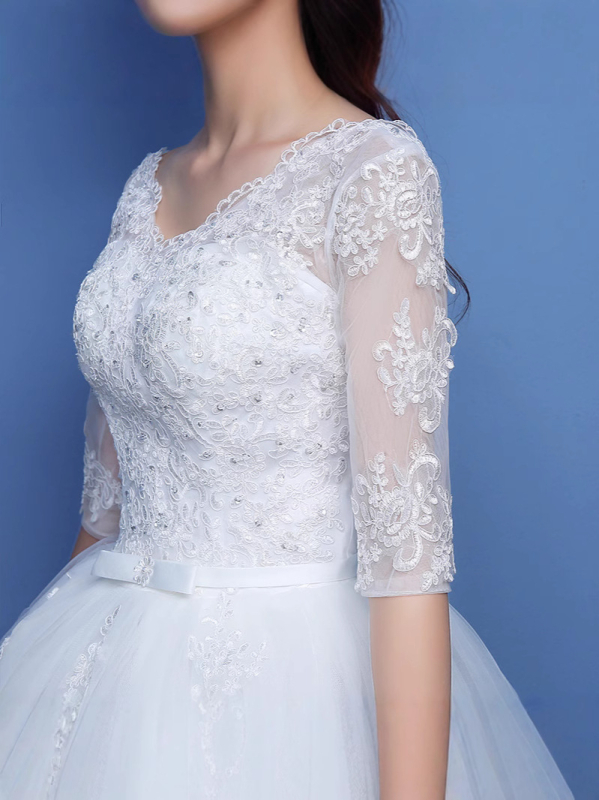 Esküvői ruha egy vállú, hosszú, ¾-ujjas, kristályhomok puha hálószövettel satin, 100% poliészter