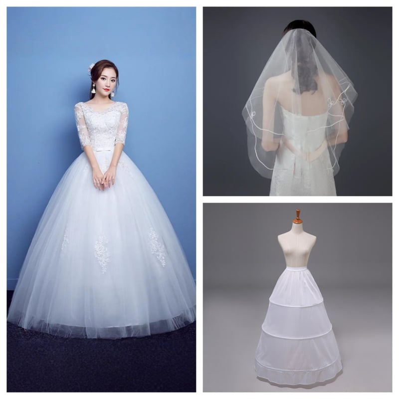 Esküvői ruha egy vállú, hosszú, ¾-ujjas, kristályhomok puha hálószövettel satin, 100% poliészter