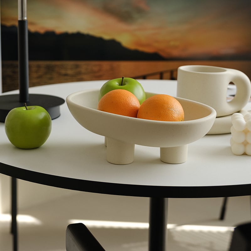 Keramički pladanj za voće s tri noge, skandinavski stil, dekorativni tanjur za dnevnu sobu