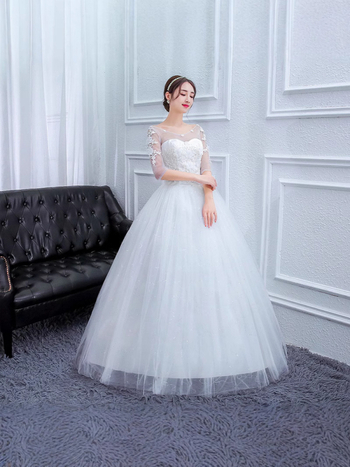 Egy vállú menyasszonyi ruha, hálószövet, 100% poliészter, hosszú szoknya, téli 2025