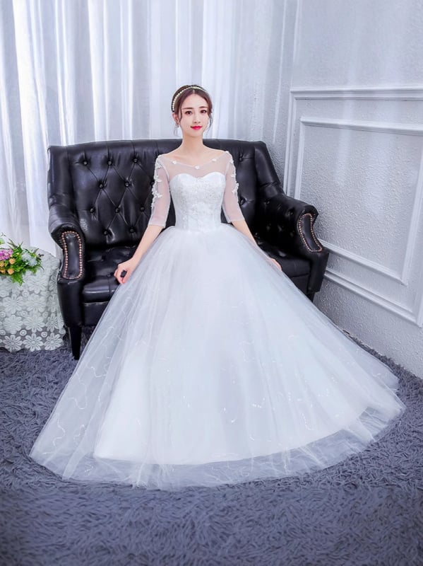 Egy vállú menyasszonyi ruha, hálószövet, 100% poliészter, hosszú szoknya, téli 2025