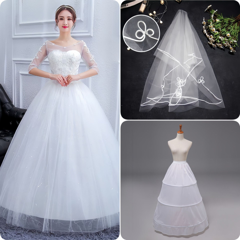 Egy vállú menyasszonyi ruha, hálószövet, 100% poliészter, hosszú szoknya, téli 2025