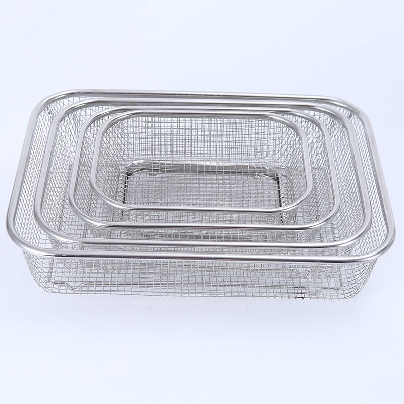 Rozsdamentes acélból készült négyszögletes leeresztő kosár gyümölcsöknek – Calendar Song, Egyszerű stílus