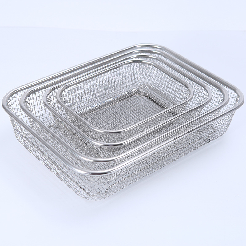 Rozsdamentes acélból készült négyszögletes leeresztő kosár gyümölcsöknek – Calendar Song, Egyszerű stílus