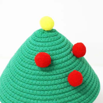 Kötött tárolókosár fedéllel – karácsonyi motívum, pamutfonal, Ins stílus, többfunkciós rendszerező