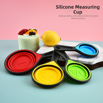 Forest silikono matavimo puodelių ir šaukštų rinkinys kepimui, sulankstomas teleskopinis dizainas su graduotais ženklais
