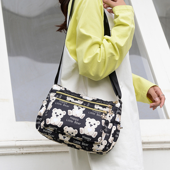 Geantă crossbody de damă în stil Dumpling, din material Oxford impermeabil, cu imprimeu floral, buzunar fermoar și capacitate mare