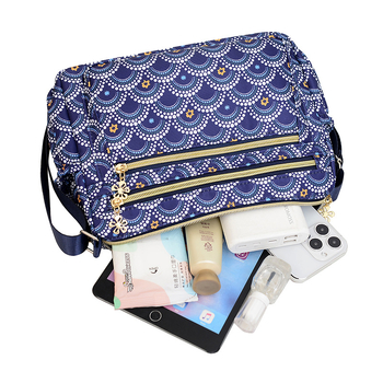 Geantă crossbody de damă în stil Dumpling, din material Oxford impermeabil, cu imprimeu floral, buzunar fermoar și capacitate mare