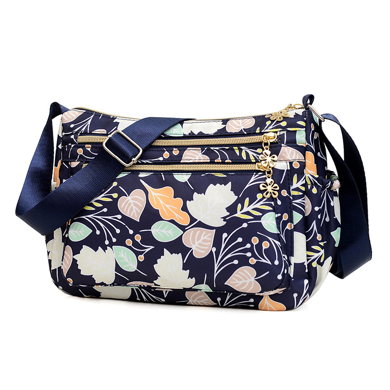 Geantă crossbody de damă în stil Dumpling, din material Oxford impermeabil, cu imprimeu floral, buzunar fermoar și capacitate mare