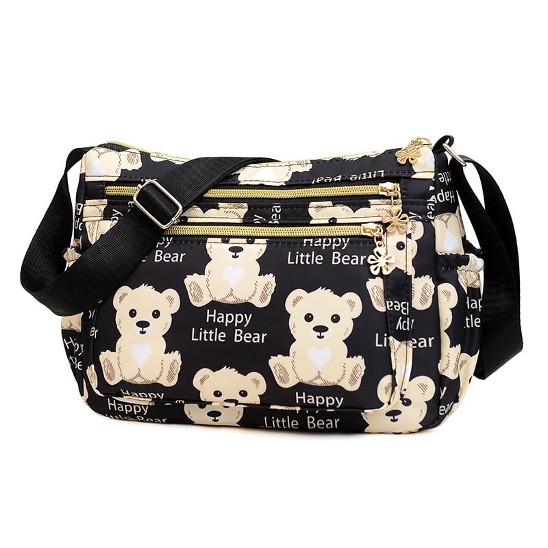 Geantă crossbody de damă în stil Dumpling, din material Oxford impermeabil, cu imprimeu floral, buzunar fermoar și capacitate mare