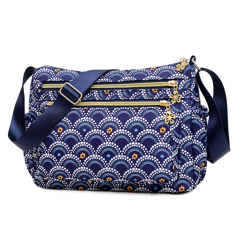 Geantă crossbody de damă în stil Dumpling, din material Oxford impermeabil, cu imprimeu floral, buzunar fermoar și capacitate mare