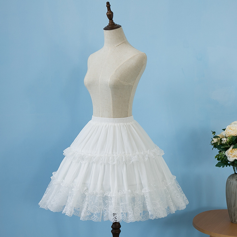 Petticoat Lolita cosplay cu armături din oțel duble, susținere cu os fishbone, volum reglabil, țesătură poliester