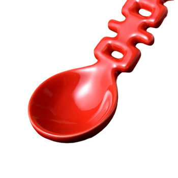 Kerámia desszertkanál, Kettős Boldogság minta, új kínai chinoiserie stílus, 2023 megjelenés