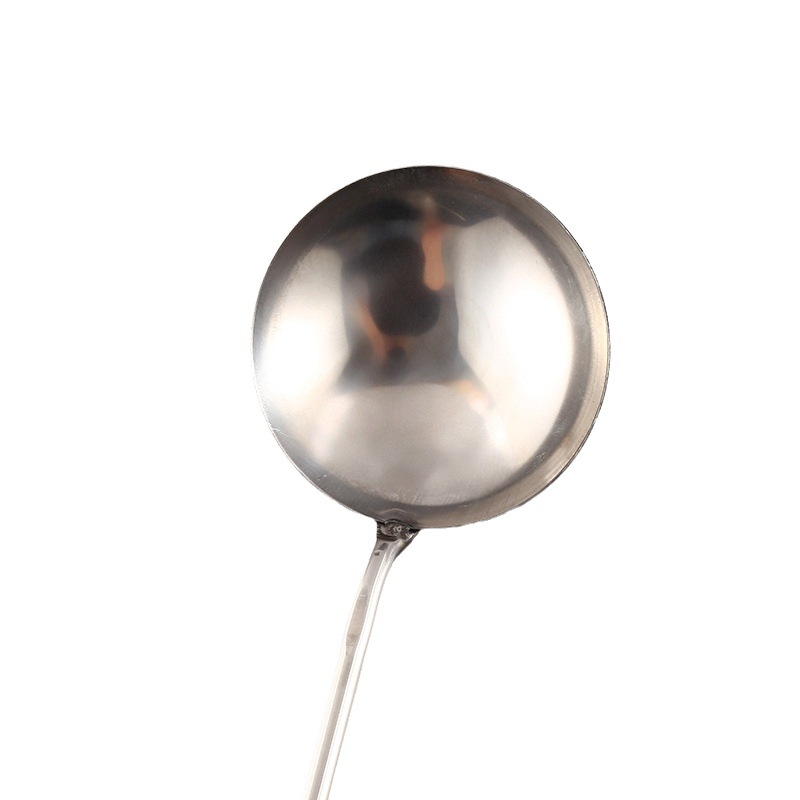 Rozsdamentes acél főzőkanál hosszú nyéllel, égés elleni dizájn, magas hőmérsékletnek ellenálló, tömör tálalókanál szakácsok számára