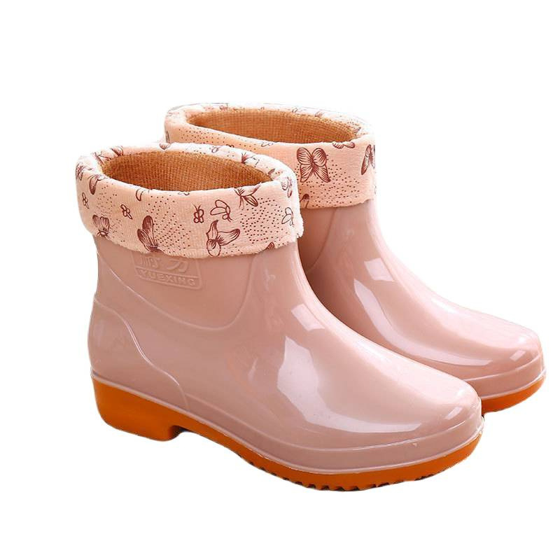 Moteriški lietaus batai, plastikinė viršutinė dalis, trumpas vamzdelis, plokščias kulnas, standartinis storis, išleisti 2022 m. rudens