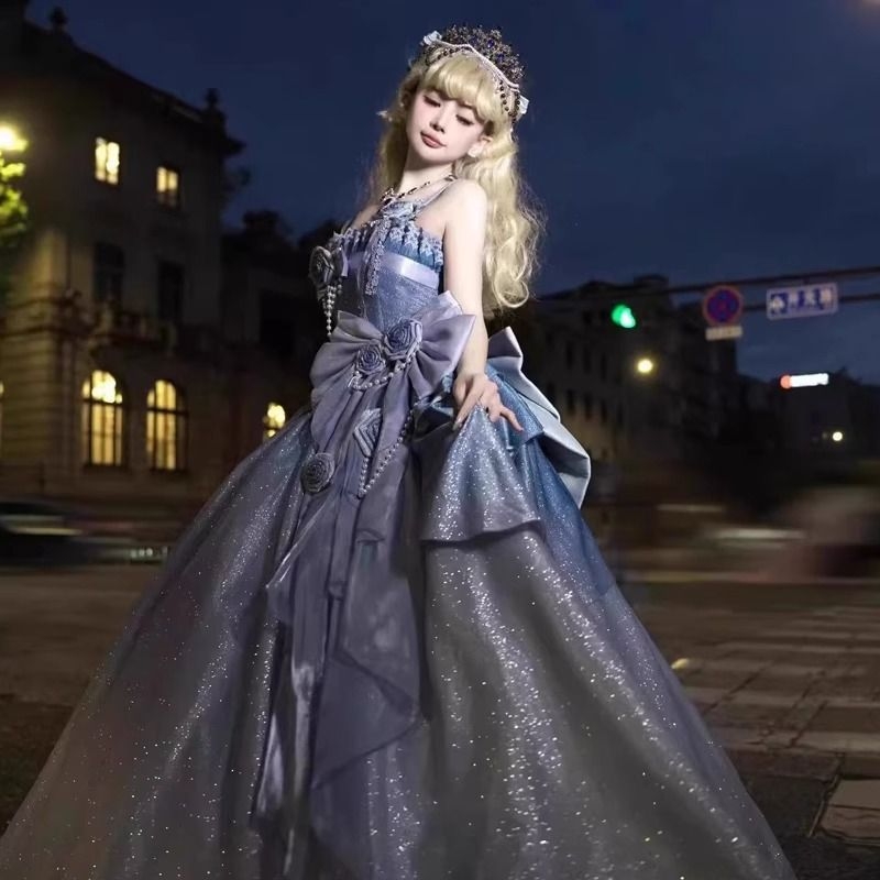 Рокля за дами – без ръкави, дълга PVC рокля с едно рамо, бант и 3D украса; пролет 2025, Toya, литературно ретро китайски стил