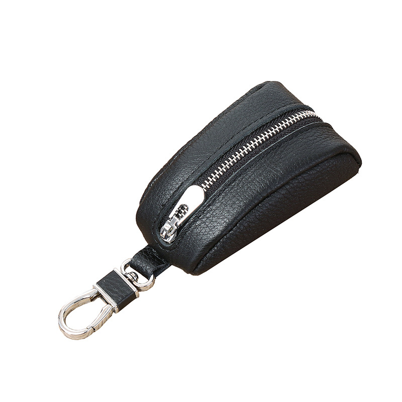 Geantă pentru chei din piele naturală, culoare solidă, 1 pli, stil urban minimalist