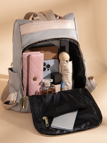 Rucsac de călătorie pentru femei, stil navetă de afaceri, material Oxford, fermoar, buzunare interne pentru telefon și documente, buzunar laminat cu fermoar, respirabil, impermeabil