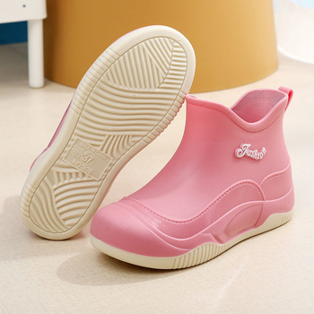 Cizme de ploaie pentru femei din PVC, gambă joasă, antiderapante, impermeabile, rezistente la abraziune, talpă moale