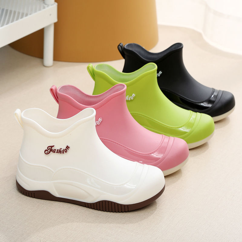 Cizme de ploaie pentru femei din PVC, gambă joasă, antiderapante, impermeabile, rezistente la abraziune, talpă moale