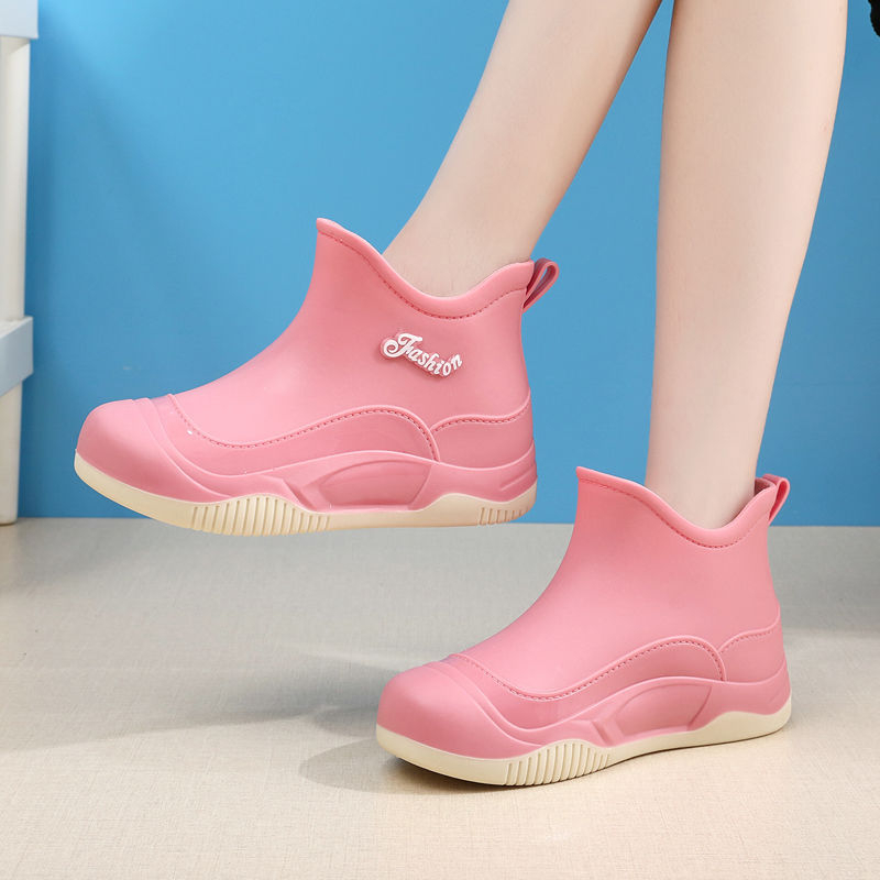 Cizme de ploaie pentru femei din PVC, gambă joasă, antiderapante, impermeabile, rezistente la abraziune, talpă moale