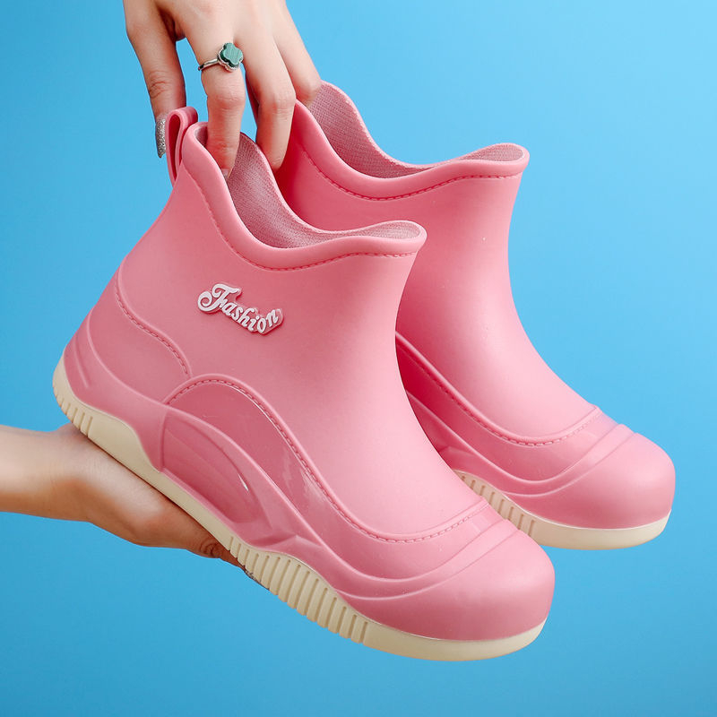 Cizme de ploaie pentru femei din PVC, gambă joasă, antiderapante, impermeabile, rezistente la abraziune, talpă moale