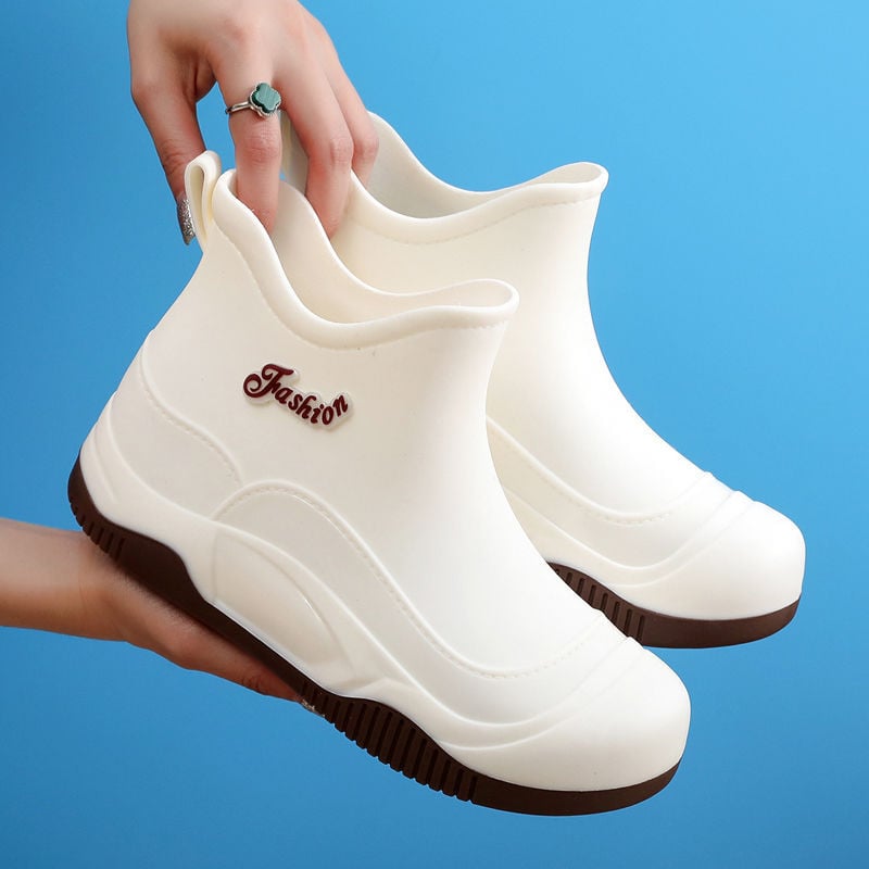 Cizme de ploaie pentru femei din PVC, gambă joasă, antiderapante, impermeabile, rezistente la abraziune, talpă moale