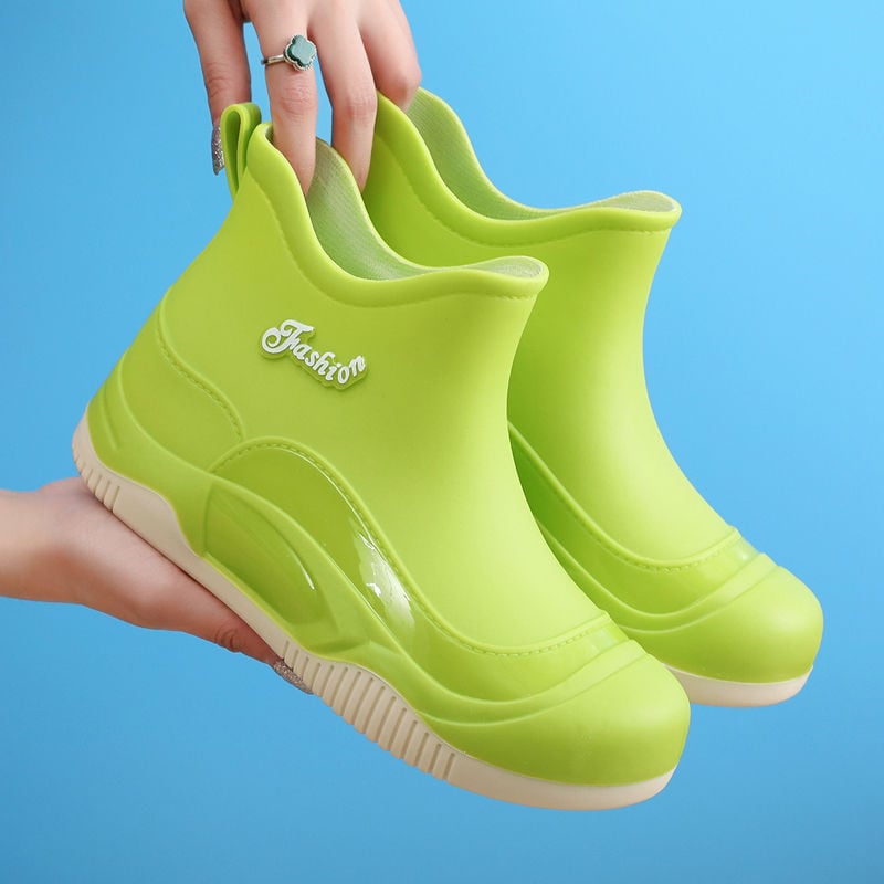 Cizme de ploaie pentru femei din PVC, gambă joasă, antiderapante, impermeabile, rezistente la abraziune, talpă moale