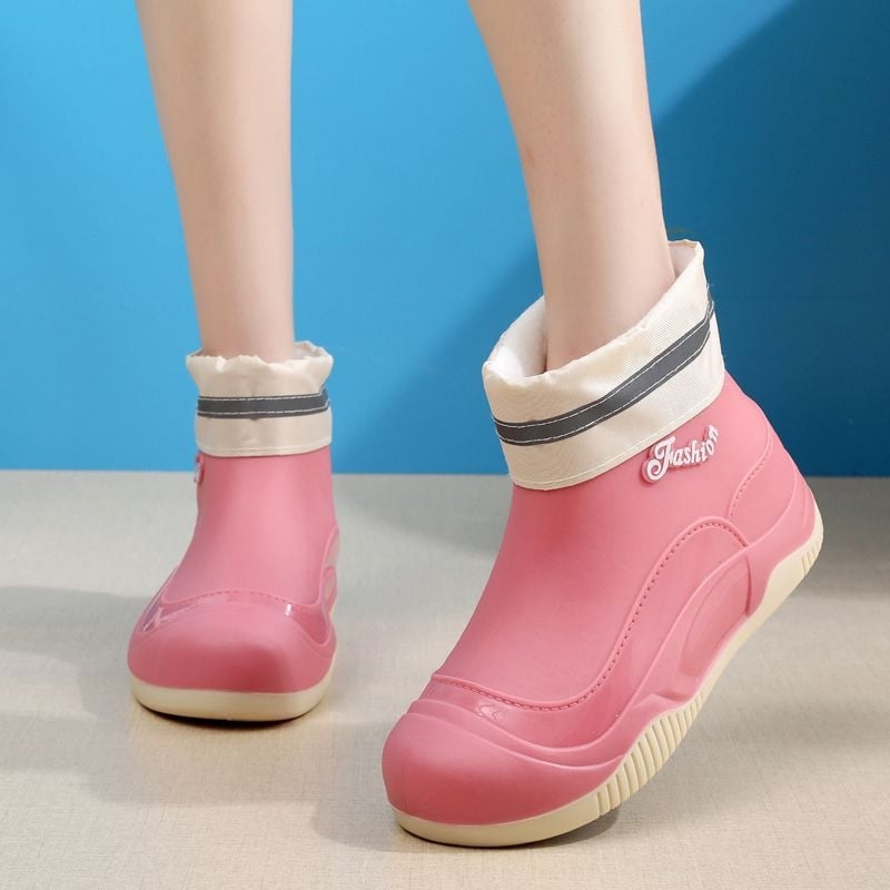 Cizme de ploaie pentru femei din PVC, gambă joasă, antiderapante, impermeabile, rezistente la abraziune, talpă moale