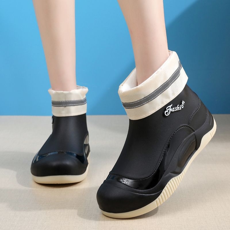 Cizme de ploaie pentru femei din PVC, gambă joasă, antiderapante, impermeabile, rezistente la abraziune, talpă moale