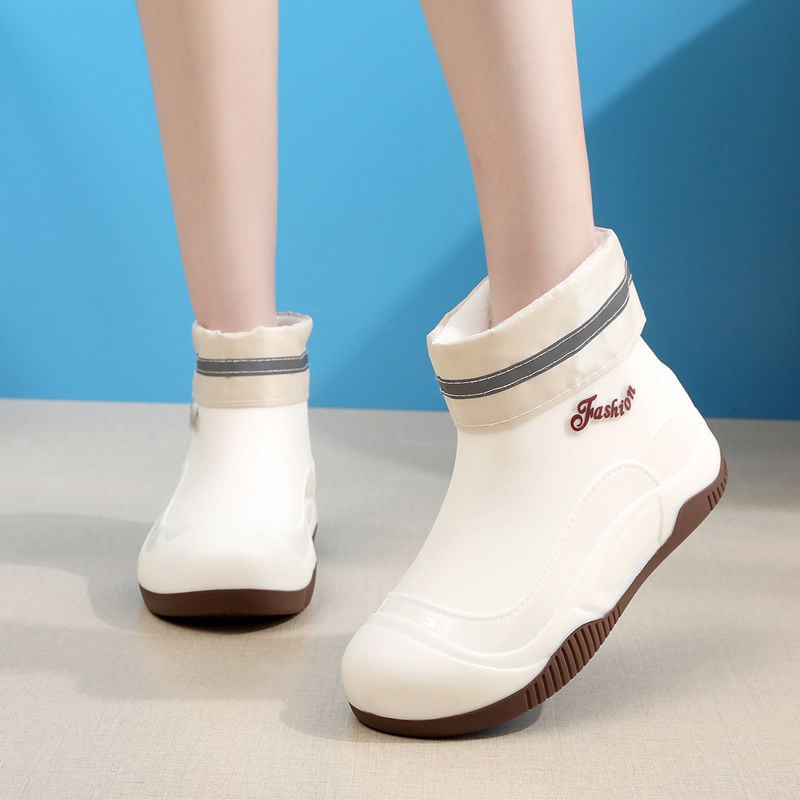 Cizme de ploaie pentru femei din PVC, gambă joasă, antiderapante, impermeabile, rezistente la abraziune, talpă moale