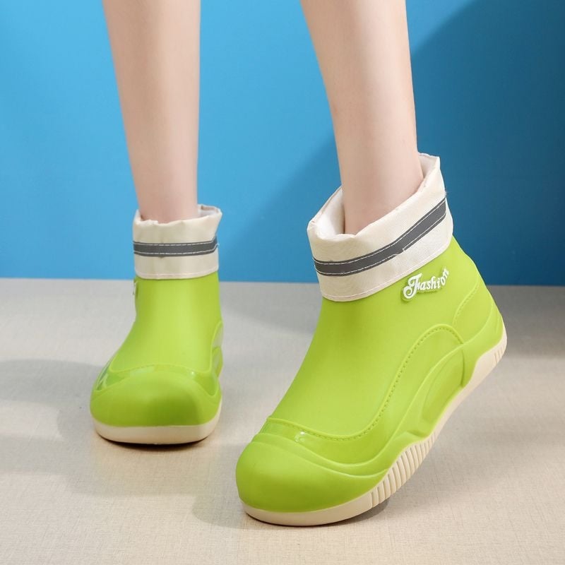 Cizme de ploaie pentru femei din PVC, gambă joasă, antiderapante, impermeabile, rezistente la abraziune, talpă moale